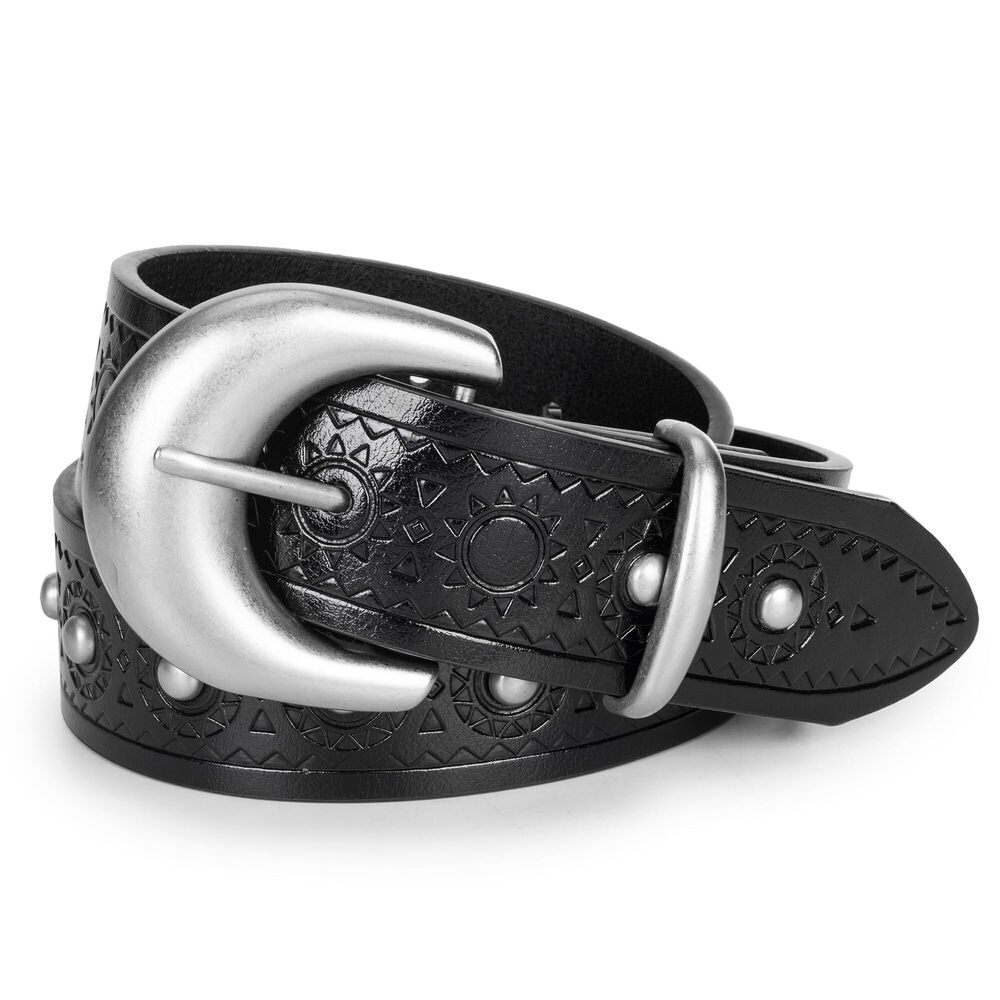 3723 Women Leather Belt For Jeans Pants Western Cowboy Cowgirl Embossed